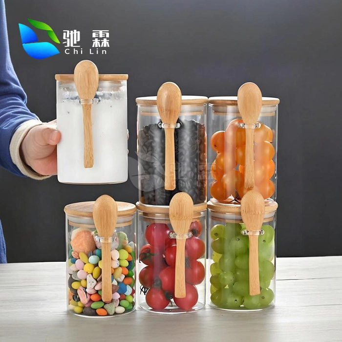 glass canister with spoon